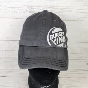 Burger King Hat WF Crew Dad Baseball Cap Men's O/S Gray Adjustable Striped Visor